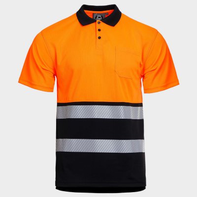 Сигнална тениска с яка PRISMA HV ORANGE/BLACK